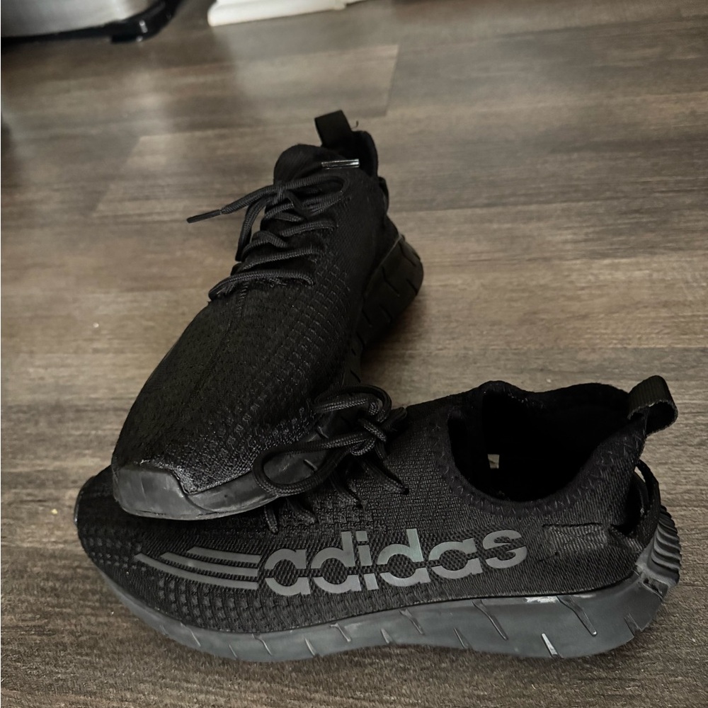 adidas All-Black Knit Lace-Up Sneakers